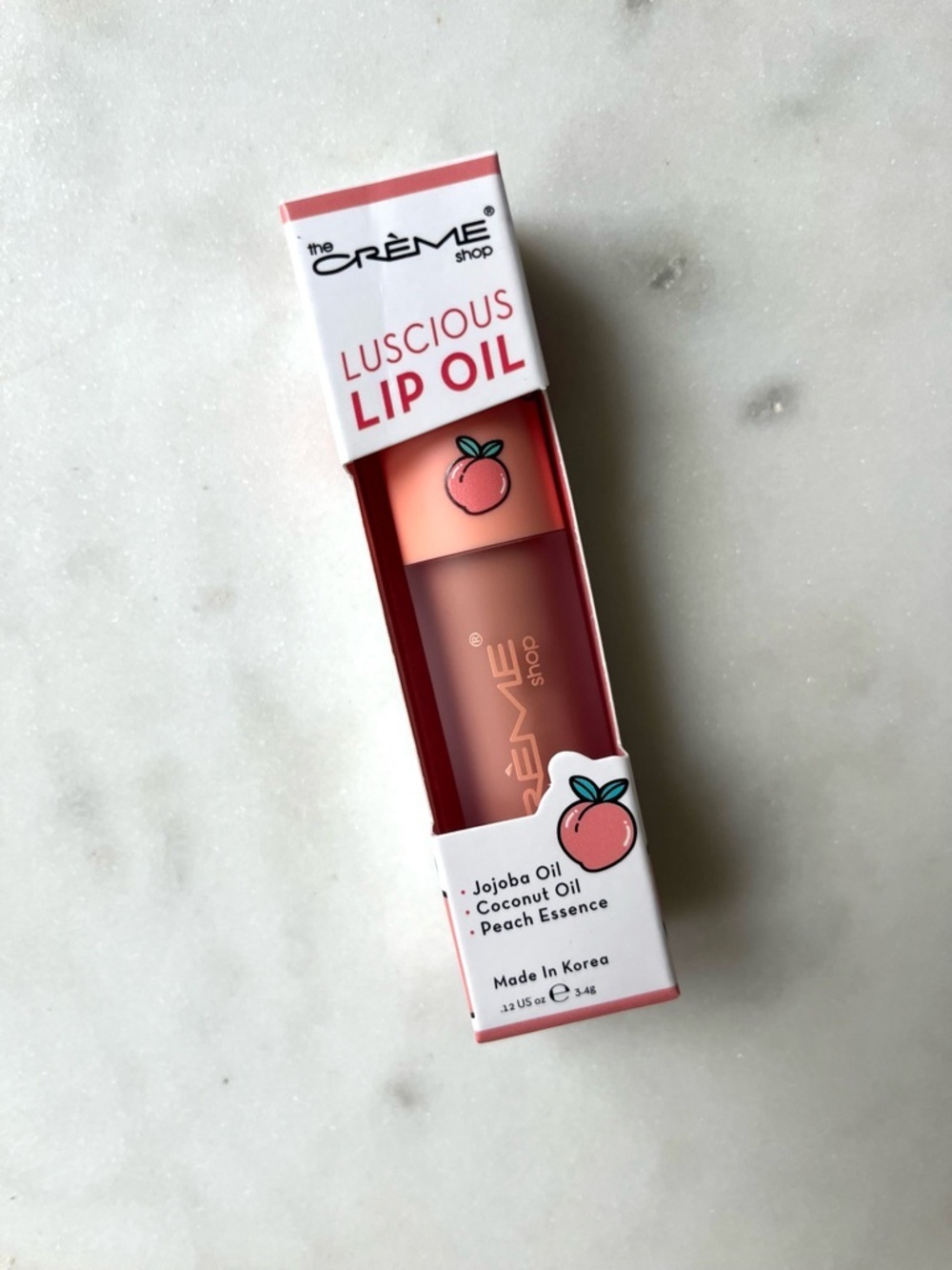 💜 THE CREME SHOP Korean Skincare, Luscious Lip Oil, Peach Cobbler